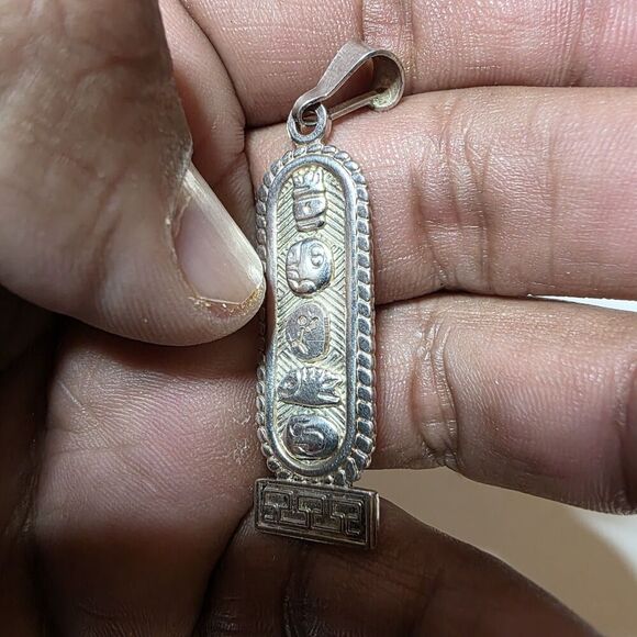 Vintage Sterling Silver .925 Oro Maya Aztec Cartouche Pendant 2 In. Long 5 Grams - Picture 4 of 8